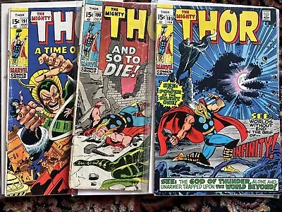 Buy The Mighty Thor #185,190,191 Marvel Comics (1971) Loki 1st Durok GD VG • 13.98£