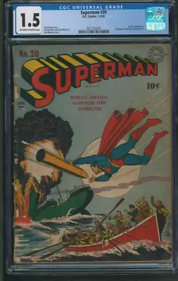 Buy Superman #20 CGC 1.5 DC Comics 1943 Classic War Cover Hitler Appearance • 772.73£