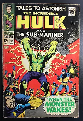 Buy TALES TO ASTONISH #99 Marvel Comics 1968 HULK And Sub-Mariner VG - • 13£