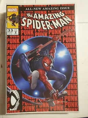 Buy AMAZING SPIDER-MAN 33 NM YOON TRADE VARIANT SPIDER-PUNK ASM 300 HOMAGE NM M3 • 10.83£