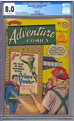 Buy Adventure Comics #175 CGC 8.0 VFN Mohawk Valley Pedigree/COA 1952 Superboy NICE • 1,203.74£