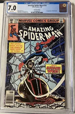Buy Amazing Spider-Man #210 1st Madame Web Key NEWSSTAND WP Marvel 1980 CGC 7.0 • 58.25£