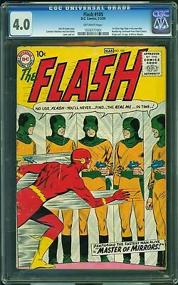 Buy Flash #105 CGC 4.0 DC 1959 1st Flash & Mirror Master! Justice League! L12 101 Cm • 1,704.66£