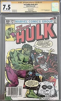 Buy Incredible Hulk #271 (1982) CGC 7.5 SS W/ Remarque Newsstand 1st Rocket Raccoon • 368.89£