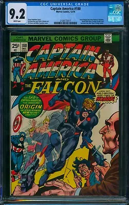 Buy Captain America #180 ❄️ CGC 9.2 WHITE Pages ❄️ 1st Steve Rogers As Nomad! 1974 • 213.57£