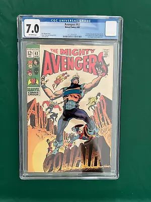 Buy Avengers #63 CGC 7.0 Hawkeye Becomes Goliath! 1969 Marvel Comics Key • 100.95£