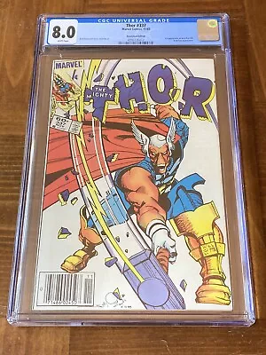 Buy Thor 337 CGC 8.0 White Pages Newsstand (1st App Beta Ray Bill) • 97.08£