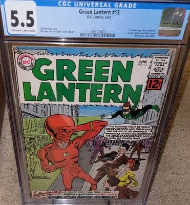 Buy Green Lantern #13 CGC 5.5 Key 1st Silver Age Flash X-Over Appearance Reveal ID’s • 124.26£