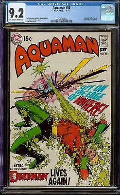 Buy Aquaman #50 CGC 9.2 OW/W - DC Comics 1970 - Deadman Story - Nick Cardy Cover • 99.41£