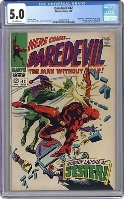 Buy DAREDEVIL #42 CGC 5.0🥇1st APPEARANCE OF THE JESTER /JONATHAN POWERS🥇SILVER AGE • 168.34£