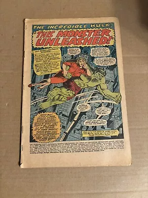 Buy The Incredible Hulk #105 Coverless Complete 1968 1st App Of The Missing Link • 13.98£