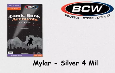 Buy BCW - 25 Silver - Mylar - Comic Book Bags - Cases - 4 Mil With Tab NEW/ORIGINAL PACKAGING! • 23.02£