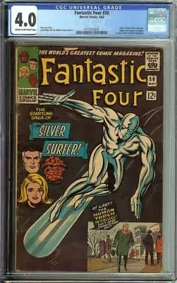 Buy Fantastic Four #50 Cgc 4.0 Cr/ow Pages // Silver Surfer Vs Galactus Trilogy 1966 • 241.18£