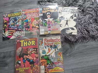 Buy Job Lot Of 6 Marvel Comics - Thor  Fantastic 4 Captain America Triple Action Etc • 10£