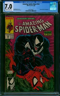 Buy Amazing Spider-Man #316 ⭐ CGC 7.0 ⭐ 1st Venom Cover! Marvel Graded Comic 1989 • 104.84£