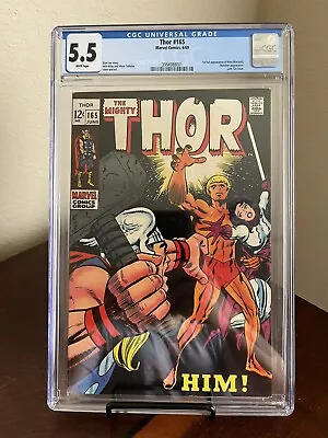 Buy Thor #165 CGC 5.5 White Pages - First Appearance Of Him (Warlock) MCU GOTG3 • 120.37£