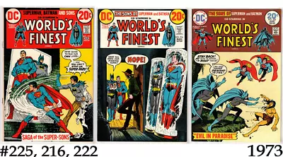 Buy Worlds Finest #215, 216, 222 (1973)-3 Stories Feat. Superman+batman's Sons- F/vf • 13.97£