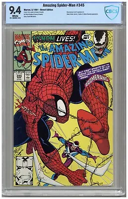 Buy Amazing Spider-Man # 345   CBCS   9.4   NM   White Pgs   3/91  Boomerang Cover & • 46.60£
