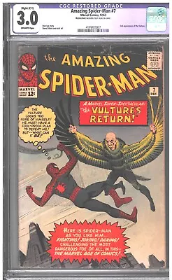 Buy Amazing Spider-Man #7 CGC 3.0 🕸️2nd Vulture! Classic Ditko Cover🕸️ Marvel 1963 • 349.75£