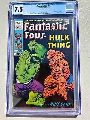 Buy Fantastic Four 112 - Cgc Vf- 7.5 - Classic Hulk Vs Thing Battle (1971) • 291.23£