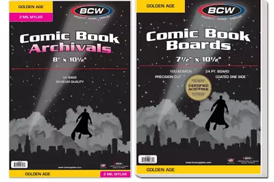 Buy 25 BCW Golden Age Comic Book Archivals 2 Mil Mylar Bags And Boards • 24£