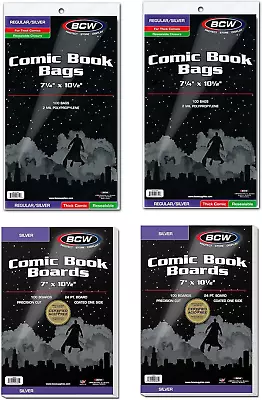 Buy Resealable Thick Silver Age Comic Bags And Backing Boards - 200 Ct • 44.72£