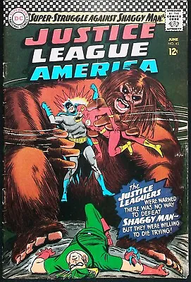 Buy Justice League Of America #45 (1966) 1st App Of Shaggy Man - DC Checkerboard • 11.65£