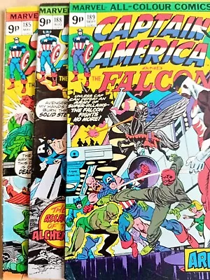 Buy Captain America #'s 185, 188, 189 - VG/FN (5.0) - Marvel 1975 - 9p UK Copies • 8.99£