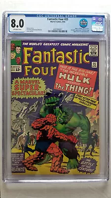 Buy Fantastic Four #25 CGC 8.0 VF       Hulk Vs Thing Classic Cover • 1,203.74£