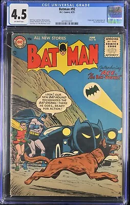 Buy Batman #92 Cgc 4.5  1st Appearance Of Ace The Bat-hound Dc 1955 • 1,088.42£