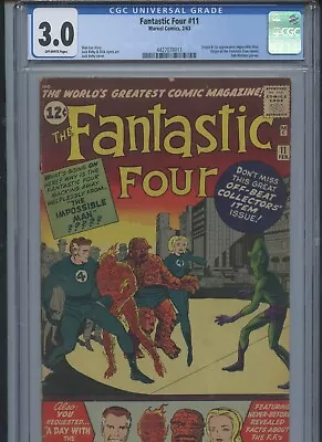 Buy Fantastic Four #11 1963 CGC 3.0 (1st App Of Impossible Man) • 170.85£