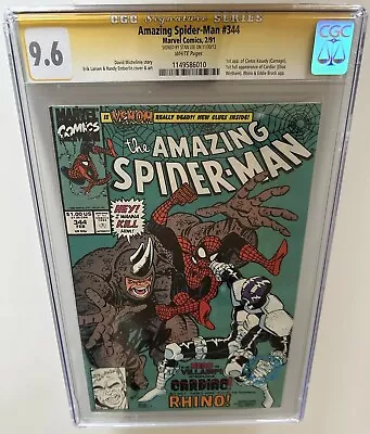 Buy BROKEN SLAB: CGC 9.6 - Amazing Spider-Man #344 STAN LEE SIGNED Ss 1991 1st Apps • 310.64£