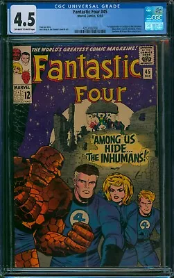 Buy Fantastic Four #45 ⭐ CGC 4.5 ⭐ 1st App Of The Inhumans & Lockjaw! Comic 1965 • 190.27£
