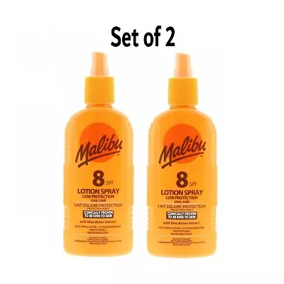 Buy 2 X Malibu SPF 8 Lotion Spray 200ml Sun Cream • 9.99£