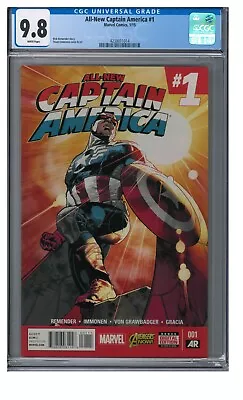 Buy All-New Captain America #1 (2015) Sam Wilson CGC 9.8 White Pages DD390 • 60.54£