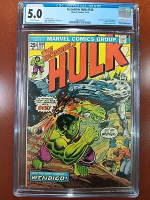 Buy Hulk #180..1974..1st App. Of Wolverine...CGC 5.0..very Good / Fine.... • 462.91£