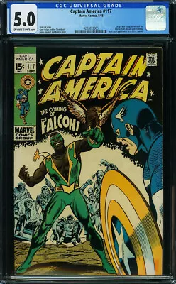 Buy CAPTAIN AMERICA #117 CGC 5.0 FALCON 1ST APP & ORIGIN! 1969 Avengers! P12 425 Cm • 186.35£