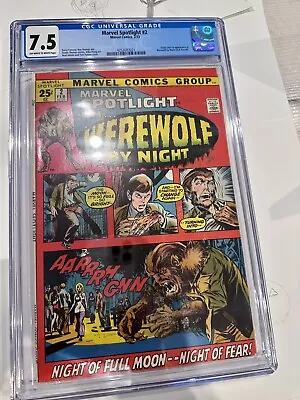 Buy Marvel Spotlight #2 Feb 1972 CGC 7.5 OW-W Pages 1st Werewolf By Night • 375£