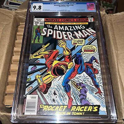 Buy Amazing Spider-Man #182 CGC 9.8 NM/MT Marvel Comics 1978 / Rocket Racer App. • 131.98£