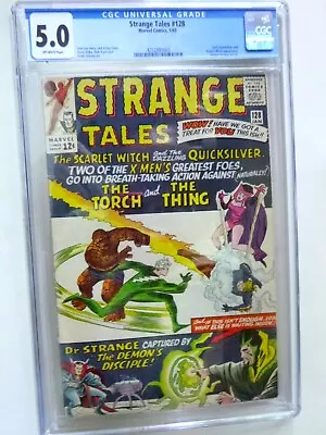 Buy STRANGE TALES #128 Early Appearance  Scarlet Witch & Quicksilver 1965 CGC 5.0 • 85.43£