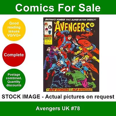 Buy Avengers UK #78 Comic - VG/VG+ 15 March 1975 - Marvel UK • 3.99£
