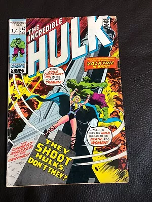 Buy Marvel Comics The Incredible Hulk #142 1971 2nd Valkyrie Appearance • 15£