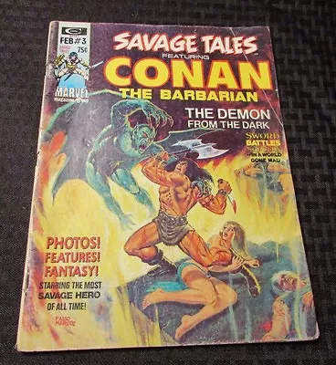 Buy 1973 SAVAGE TALES #3 VG CONAN Barry Windsor-Smith BRUNNER Marvel MAGAZINE • 7.96£