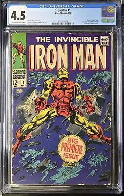 Buy Iron Man #1 CGC VG+ 4.5 Off White To White Origin Retold! Stan Lee! Marvel 1968 • 375.88£