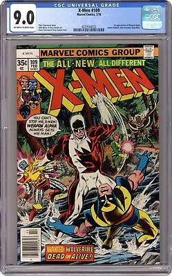 Buy Uncanny X-Men #109 CGC 9.0 1978 4229544022 1st App. Weapon Alpha/Vindicator • 260.16£