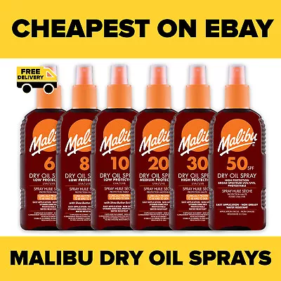 Buy Malibu Dry Oil Sprays From SPF 2 - SPF 50 100ml & 200ml, Malibu Dry Oil Gels  • 6.99£