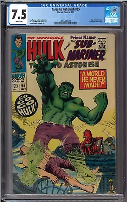 Buy Tales To Astonish #95 CGC White Pages 7.5 High Evolutionary App • 137.06£