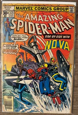 Buy Amazing Spider-man #171 1977 Marvel Side By Side Nova - Nothing Can Stop Photon • 1.55£