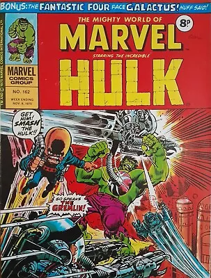 Buy The Mighty World Of Marvel THE INCREDIBLE HULK No. 162 Nov. 8th 1975 Comic VG/FC • 8.99£