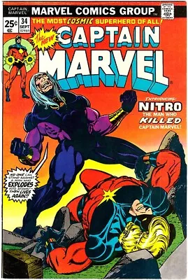 Buy CAPTAIN MARVEL #34 VF/NM Signed 2X Steve Englehart/Jim Starlin 1985 1st Nitro • 155.31£